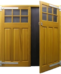 side hinged cedar timber garage doors